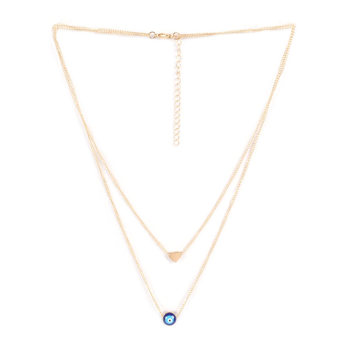 Gold-Toned Alloy Heart & Evil Eye Necklace - The Pari