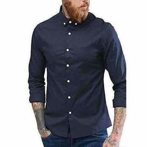 Men's Contrast Button Slim Fit Formal Shirt - Distacart