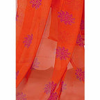 Synthetic Pink & Orange Printed Unstitched Salwar Suits Dress Material with Dupatta - Distacart