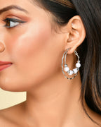 VOJ Women Sliver-Plated Pearl Stainless Steel Hoop Earrings - Distacart