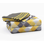 Cotton Double Bedsheet with 2 Pillow Covers - Yellow and Grey