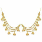 Gold Plated Long Hair Chain with with Small White Beads - Distacart