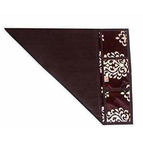 Floral Design Fridge Top Cover with 6 Utility Pockets - Brown Color