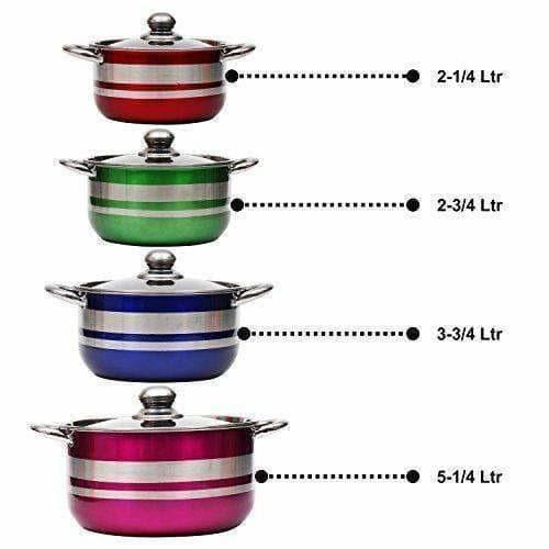 Kitchen Cooking Stainless Steel Gas Induction Cookware Set with Lid - 4 Pieces