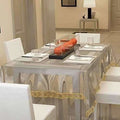Transparent With Golden Lace 6 Seater Dinning Table Cover