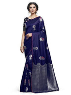Shiv Textiles Women's Dark Blue Jacquard Art Silk Saree