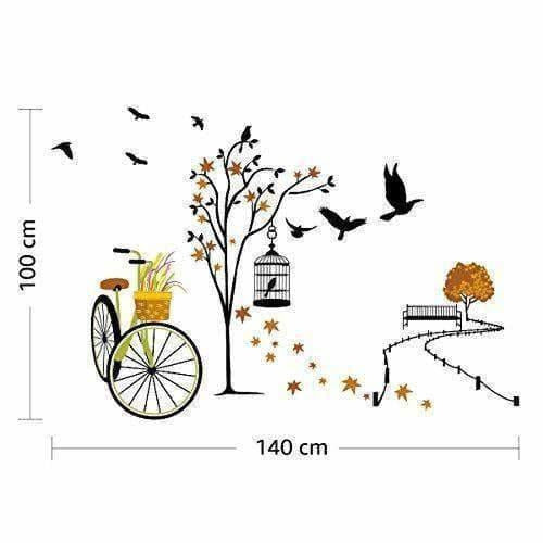 Wall Sticker for Living Room(Ride Through Nature, Ideal Size on Wall : 140 cm x 100 cm),Multicolour