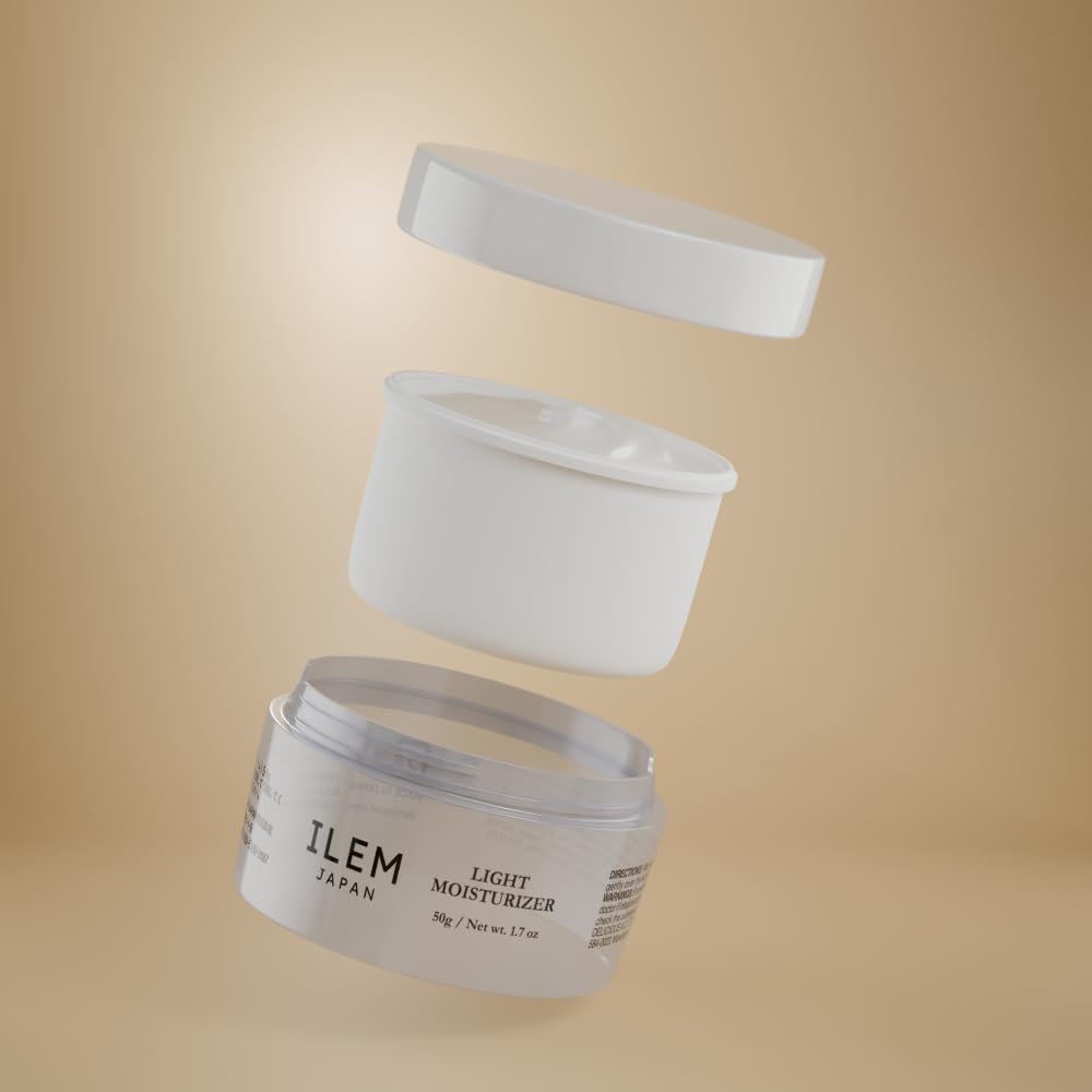 ILEM JAPAN Light Moisturizer Face Cream 50g | Japanese Oil-Gel Cream for Oily Skin | Niacinamide + Ceramide NP + Squalane + Centella Cica | For Women & Men | Made in Japan