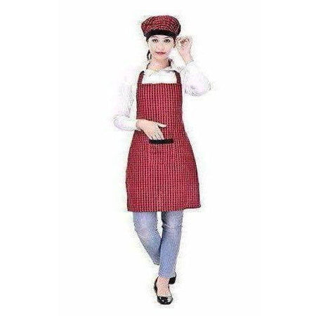 Red And Black Apron With Cap