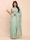 Shree Shyam Fashion Linen Cotton Sea Green Saree - Distacart