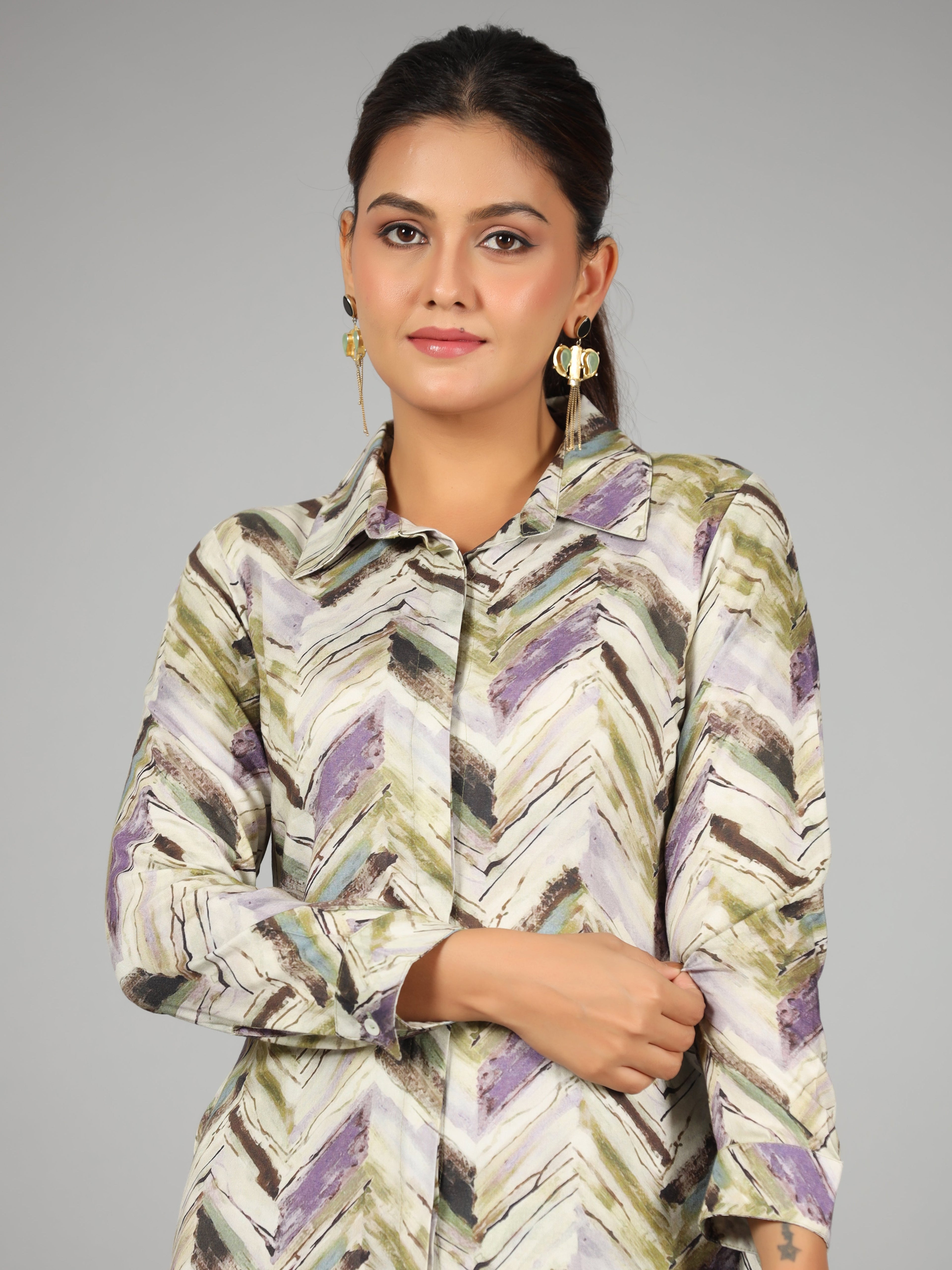 Juniper Women Green Rayon Printed Clothing Set