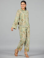 Juniper Women Green Kasturi Silk Printed Co-Ord Set