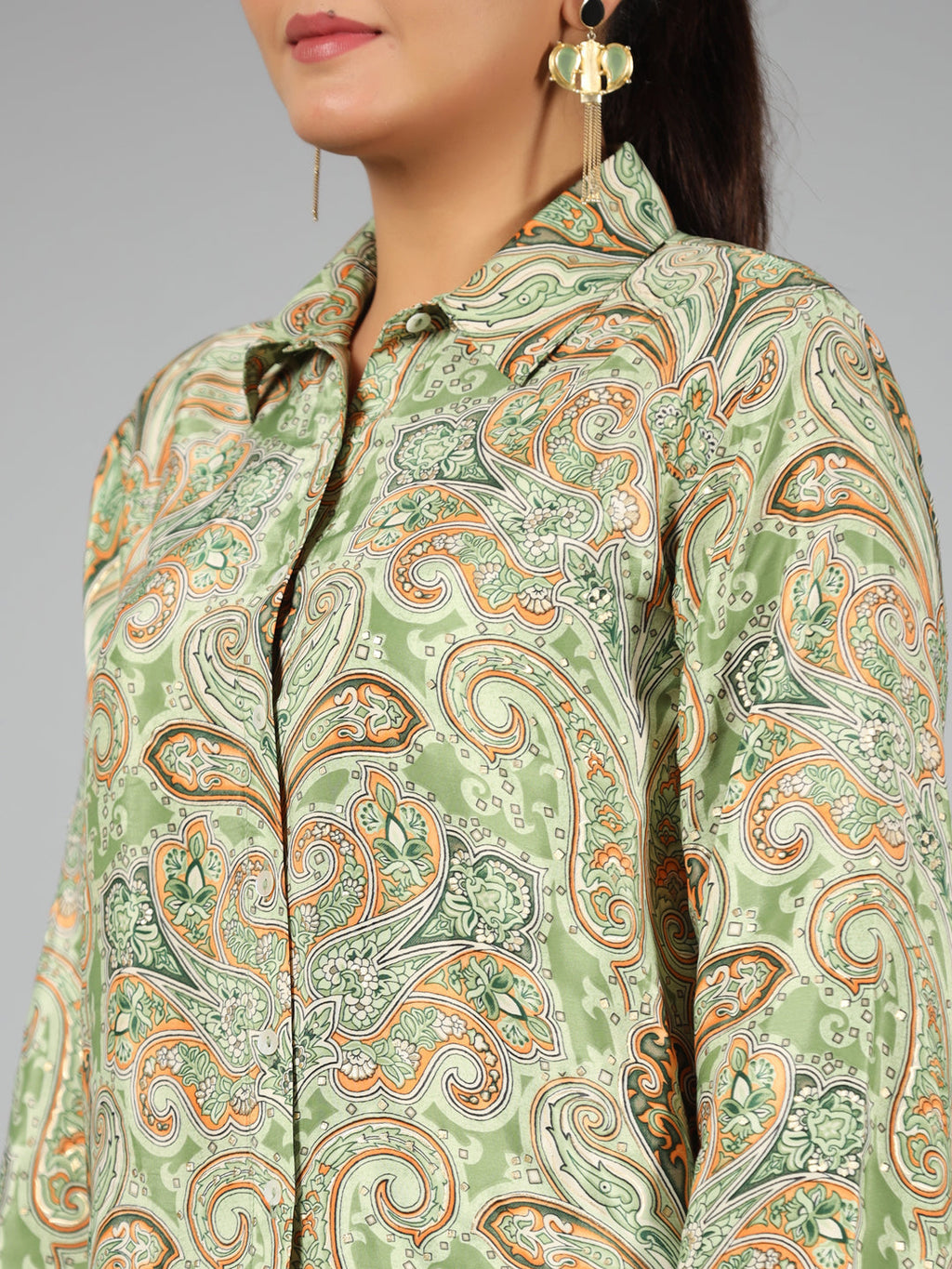 Juniper Women Green Kasturi Silk Printed Co-Ord Set