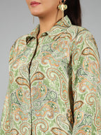 Juniper Women Green Kasturi Silk Printed Co-Ord Set