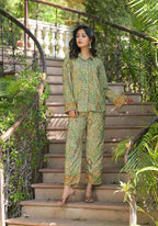 Juniper Green Floral Printed Kasturi Top & Palazzo With Buttons - Distacart