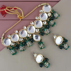 Tehzeeb Creations Back Meenakari Gold-Polished Earring Jewellery Set Uncut Kundan Big Faux Kundan Dibbi Kundan Choker Necklace Set