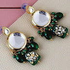 Tehzeeb Creations Back Meenakari Gold-Polished Earring Jewellery Set Uncut Kundan Big Faux Kundan Dibbi Kundan Choker Necklace Set