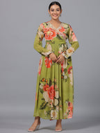 Juniper Women Green Georgette Printed Maxi Dress - Distacart