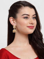 Anikas Creation Off-White & Gold-Polished Contemporary Jhumkas