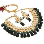 Tehzeeb Creations Back Meenakari Gold-Polished Tika Earring Combo Uncut Big Faux Kundan Choker Necklace set