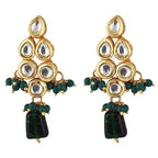 Tehzeeb Creations Back Meenakari Gold-Polished Tika Earring Combo Uncut Big Faux Kundan Choker Necklace set