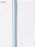 Sethukrishna White Pure Cotton Solid Shirt and Veshti Set