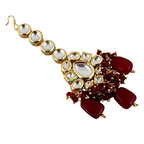 Tehzeeb Creations Meenakari Gold-Polished Maroon color Uncut dibbi Kundan Combo Necklace Set