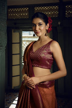 Vardha Peach Yellow Golden Zari Kanjeevaram Silk Saree