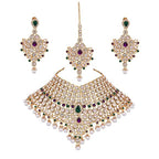 Tehzeeb Creations Semi Bridal Dulhan Dulhan Wedding & Engagement Necklace Set with Mang Tikka for Girls & Women