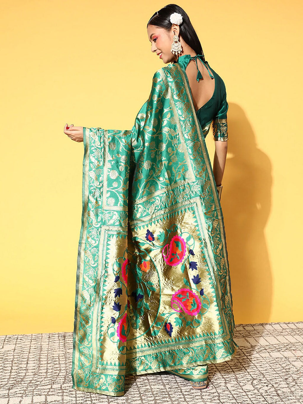 Saree Mall Ethnic Motifs Silk Blend Banarasi Sarees