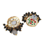 Tehzeeb Creations Meenakari Gold-Polished Earring Combo Uncut Big Faux Kundan Choker Necklace set