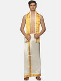 Sethukrishna Men Cream-Coloured Solid Dhoti - Distacart