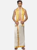 Sethukrishna Men Cream-Coloured Solid Dhoti - Distacart