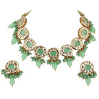 Tehzeeb Creations Meenakari Gold-Polished Earring Combo Uncut Big Faux Kundan Choker Necklace set