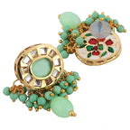 Tehzeeb Creations Meenakari Gold-Polished Earring Combo Uncut Big Faux Kundan Choker Necklace set