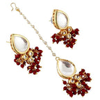 Tehzeeb Creations Back Meenakari Gold-Polished Tika Earring Combo Uncut Big Faux Kundan Choker Necklace set
