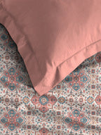 MYTRIDENT Dusk and Dawn White Printed Pure Cotton 144 TC Queen Bedsheet With 2 Pillow Covers