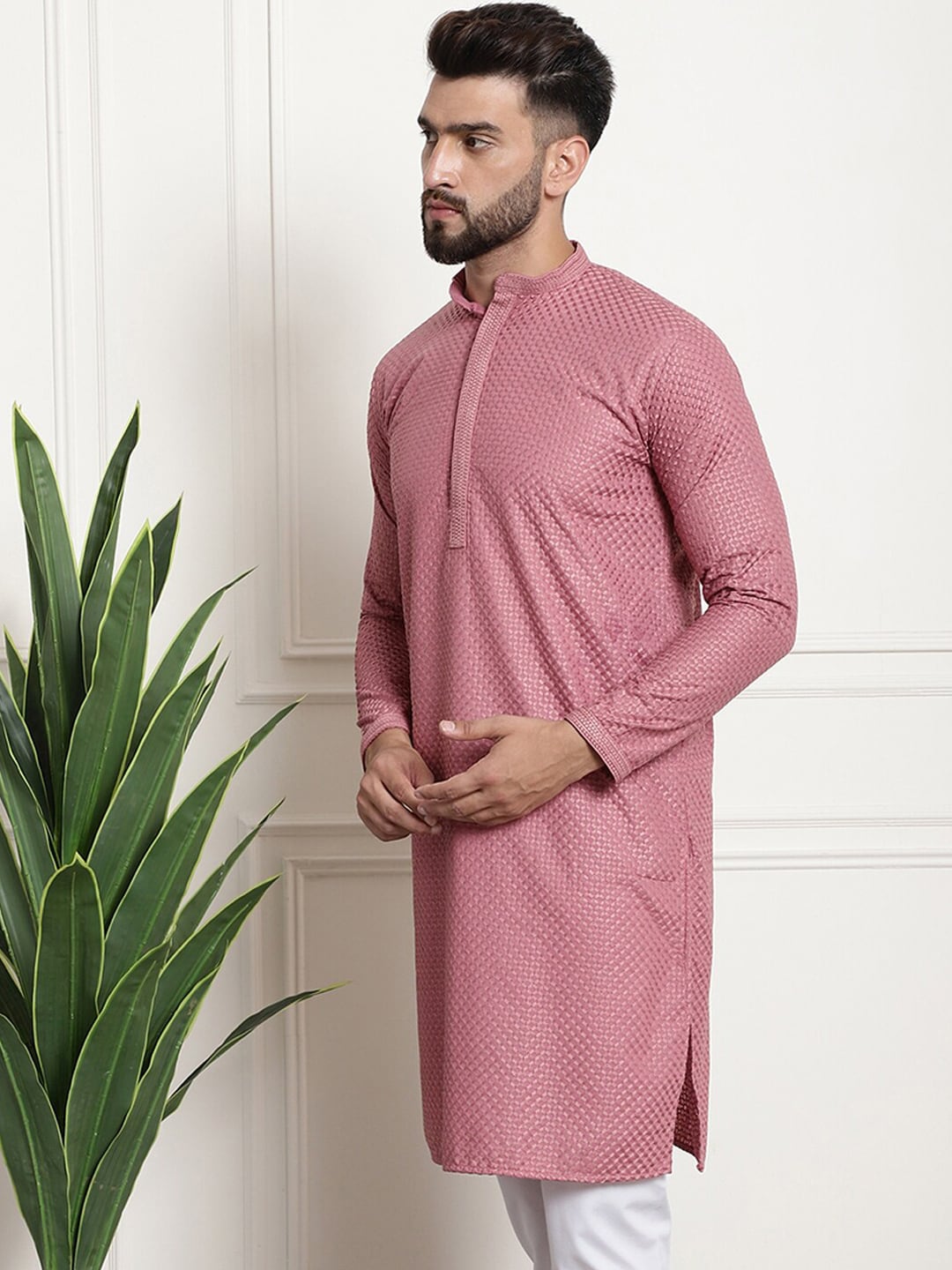 Sojanya Geometric Embroidered Thread Work Pure Cotton Straight Kurta