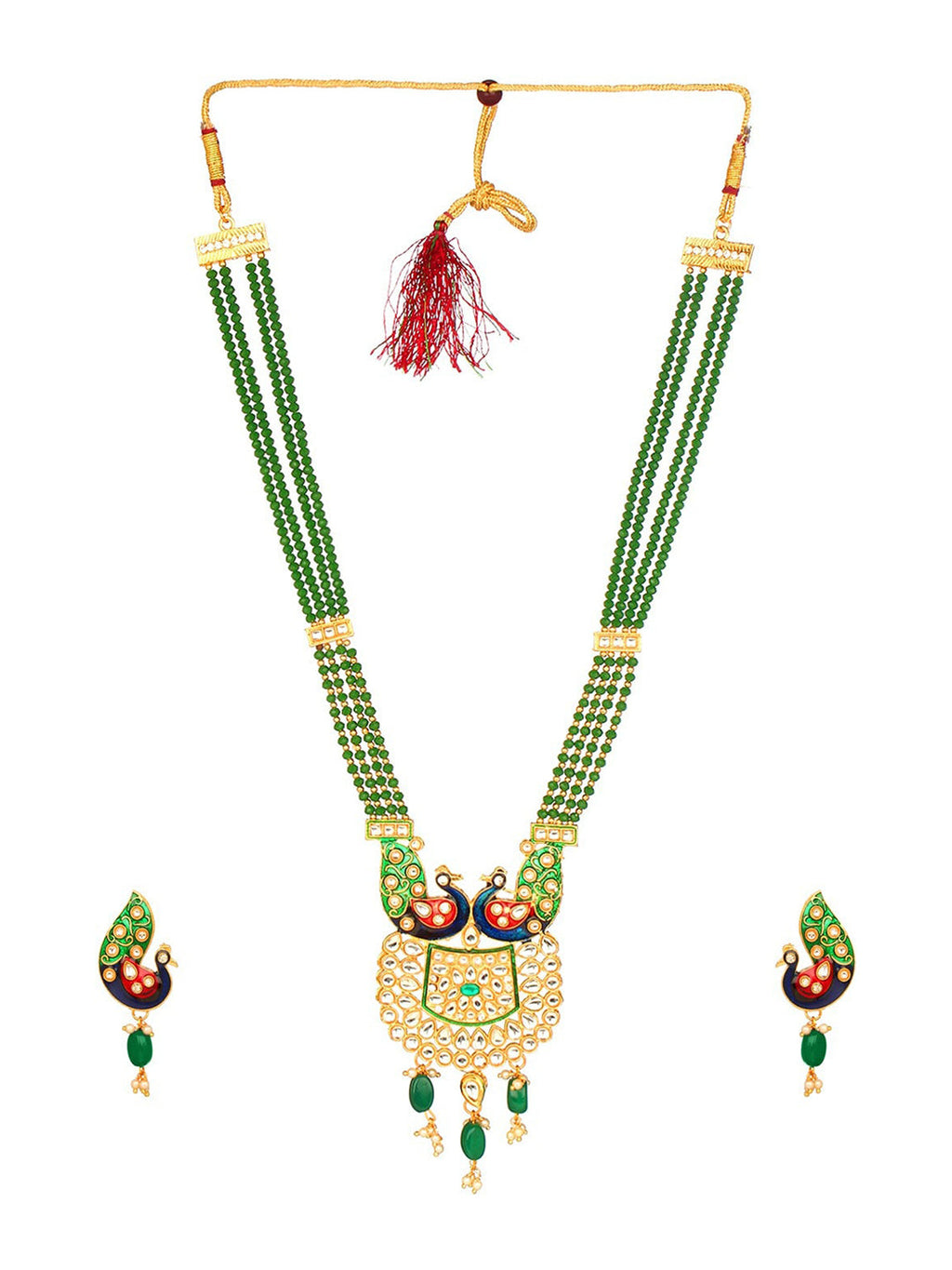 Cardinal Gold-Plated Green Studded Jewellery Set - Distacart
