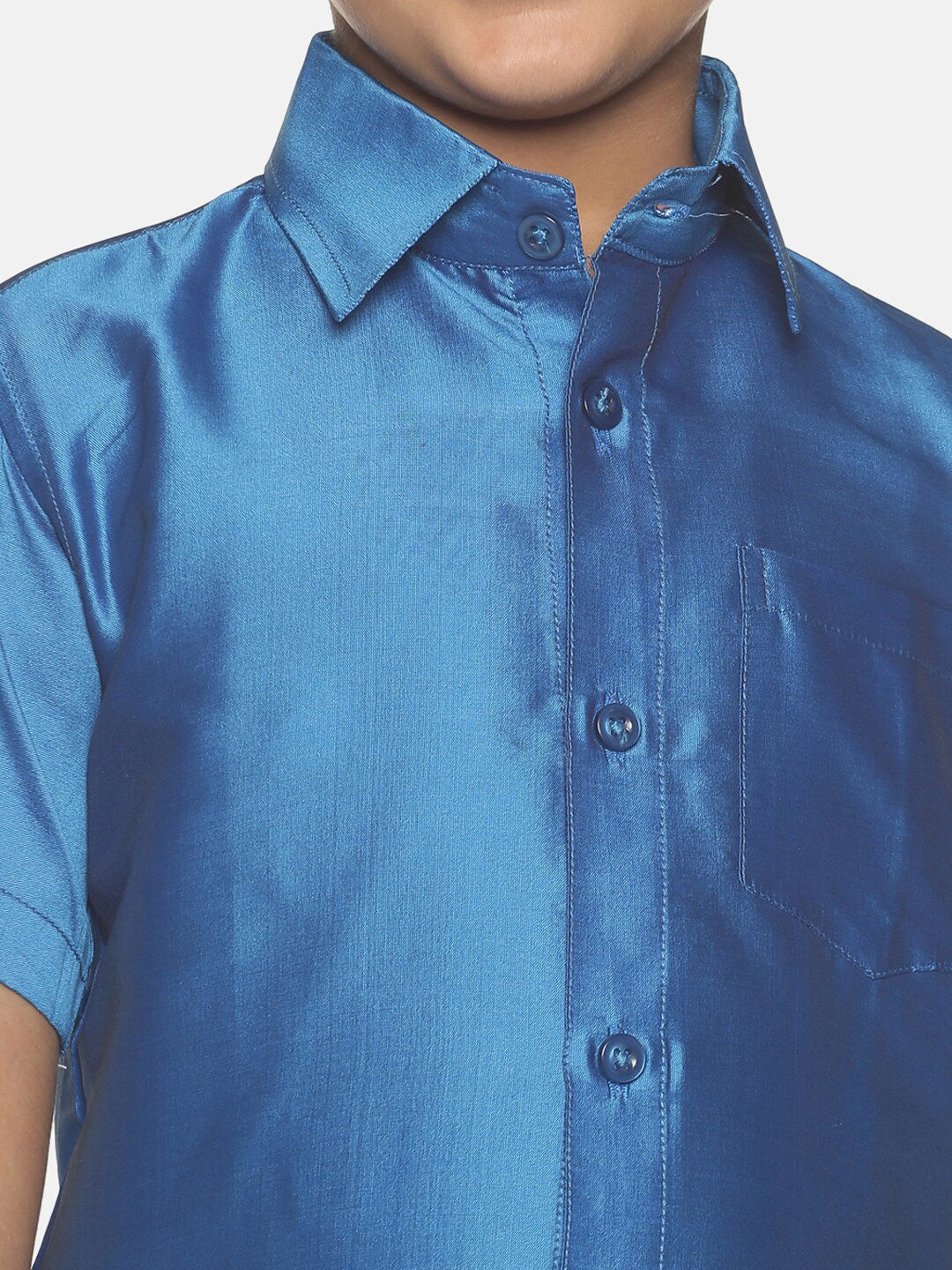Sethukrishna Traditional Blue & White Shirt with Dhoti For Boys