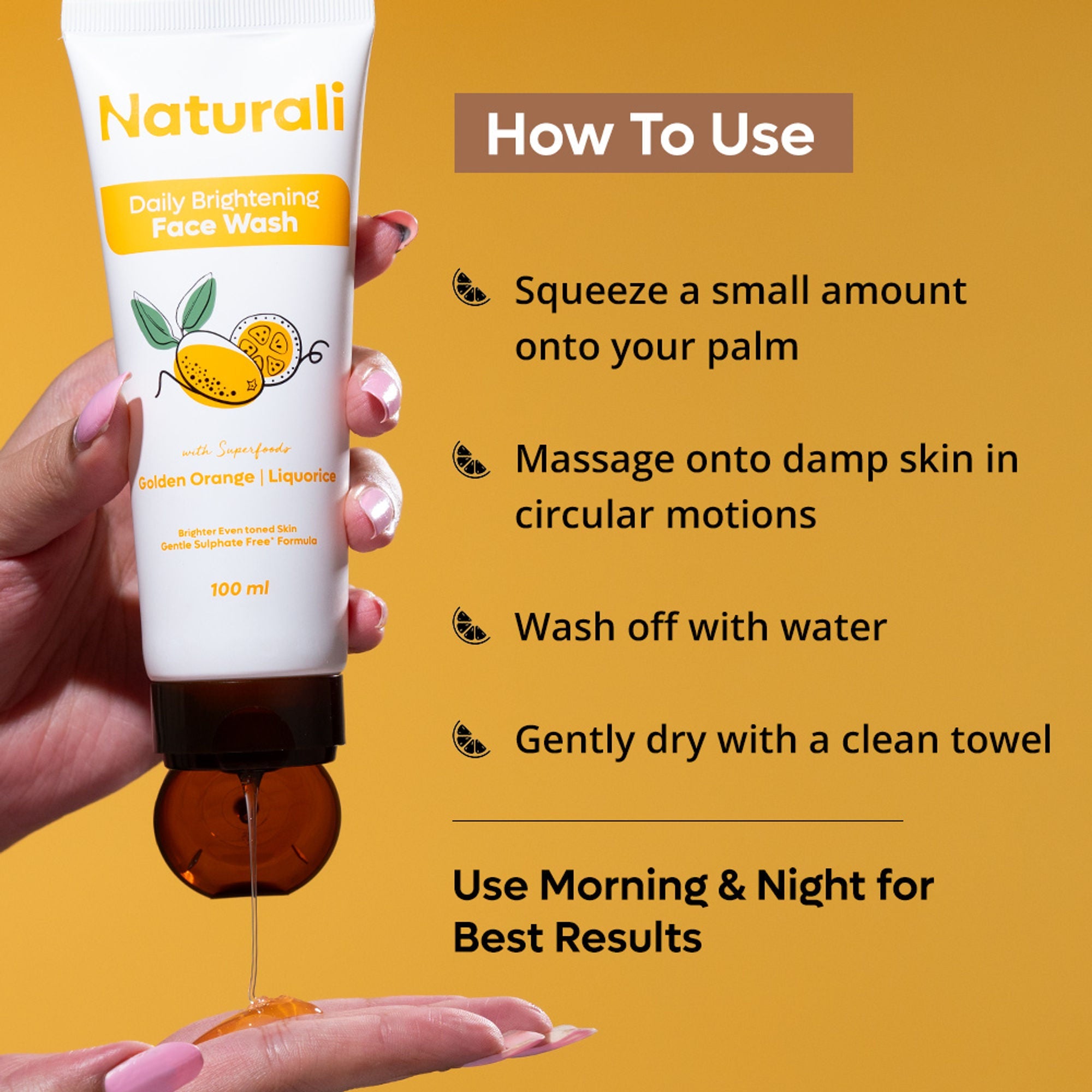 Naturali Daily Brightening Face Wash with Golden Orange & Liquorice Extarct