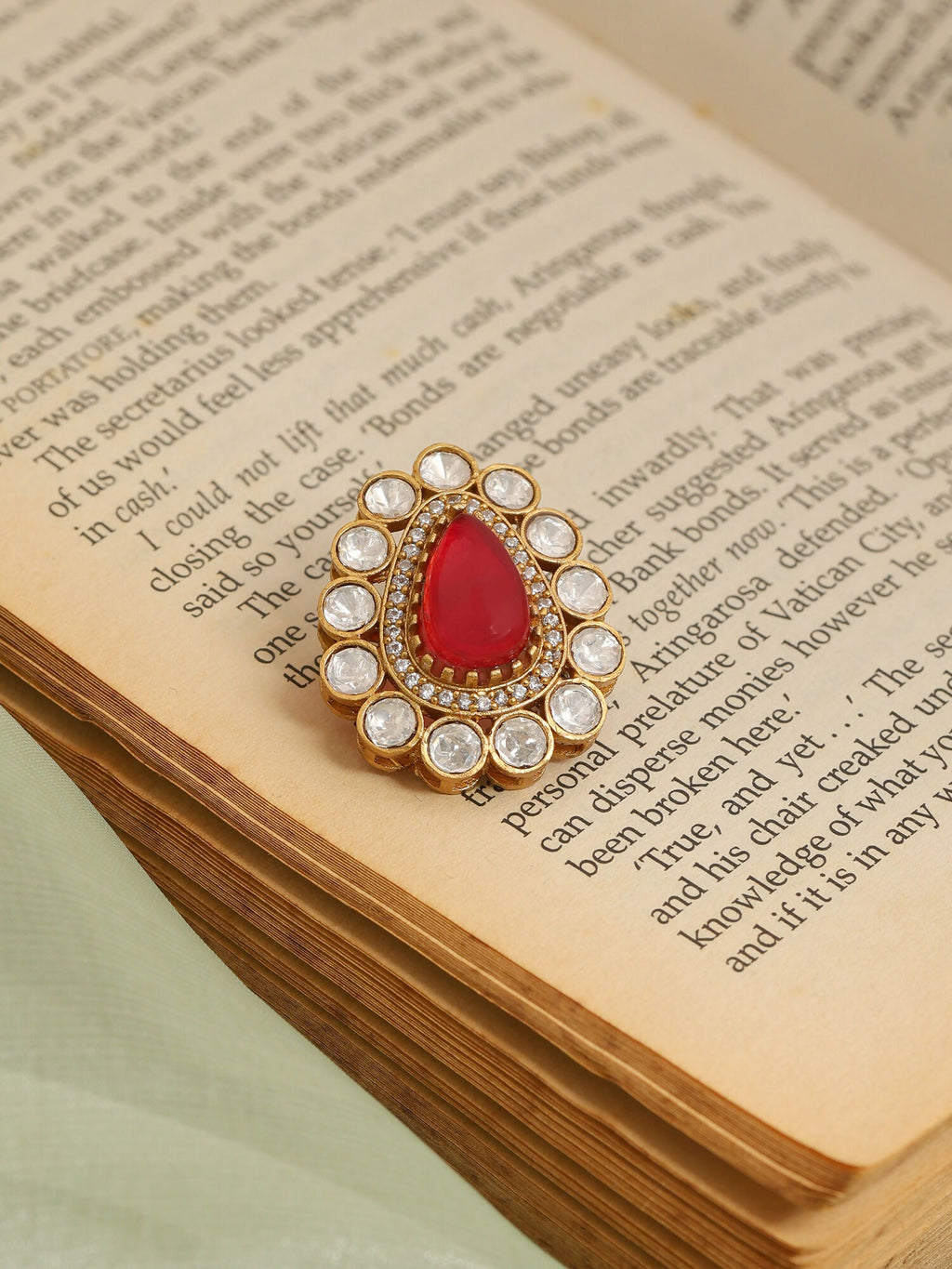 Ruby Raang Teardrop Brooch