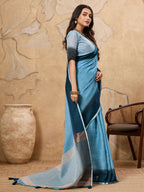 Shree Shyam Fashion Sky Blue Linen Saree - Distacart