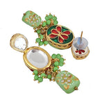 Tehzeeb Creations Back Meenakari Gold-Polished Tika Earring Jewellery Set Uncut Kundan Big Faux Kundan Dibbi Kundan Choker Necklace Set