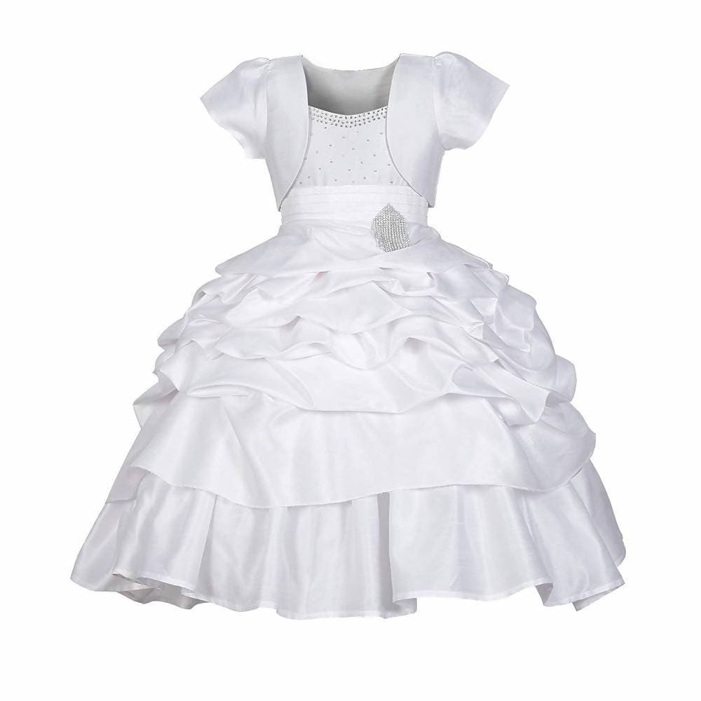 Asmaani Baby Girl's White Colour Satin A-Line Maxi Full Length Dress (AS-DRESS-22120)