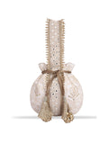 Masq Off White & Gold-Toned Embellished Embroidered Potli Clutch - Distacart