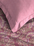 MYTRIDENT Maroon & White Ethnic Motifs Cotton 120 TC Single Bedsheet With 1 Pillow Cover