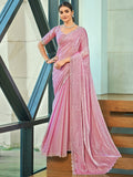 Stylee Lifestyle Pink Silk Blend Embellished Saree - Distacart