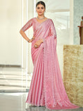 Stylee Lifestyle Pink Silk Blend Embellished Saree - Distacart