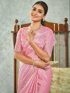 Stylee Lifestyle Pink Silk Blend Embellished Saree - Distacart